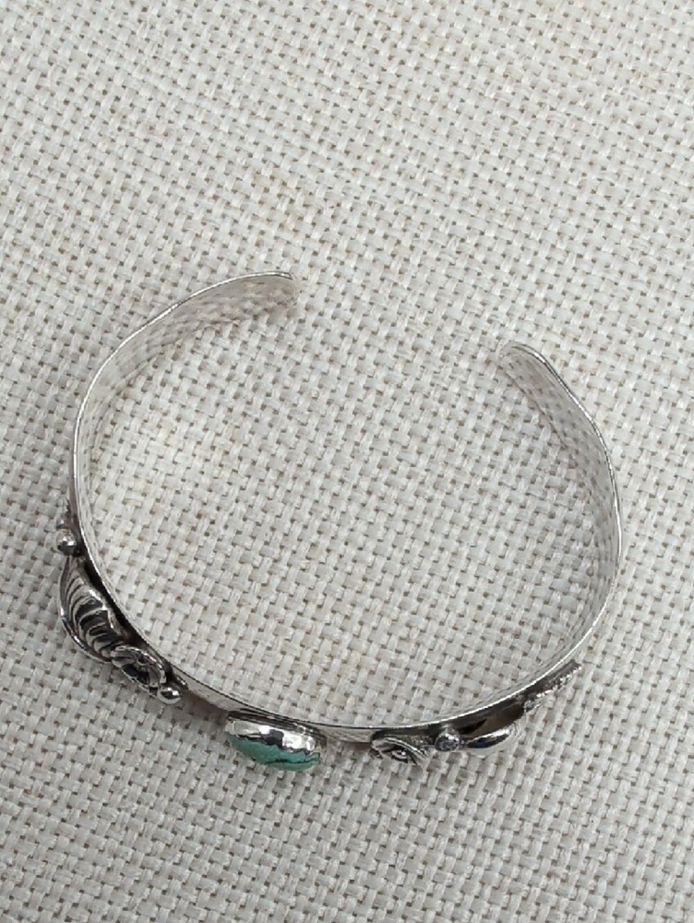 Vintage Artisan 925 Sterling Silver Turquoise Floral Cuff Bracelet Southwest - Picture 16 of 17